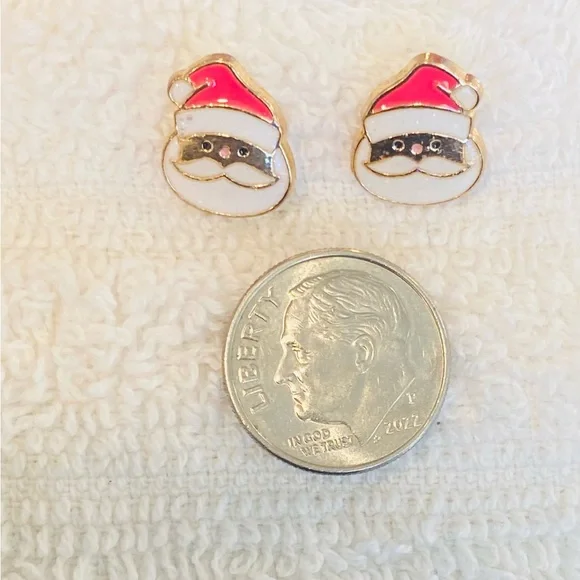 Hypoallergenic Santa Claus Earrings - Red and White - Picture 2 of 2